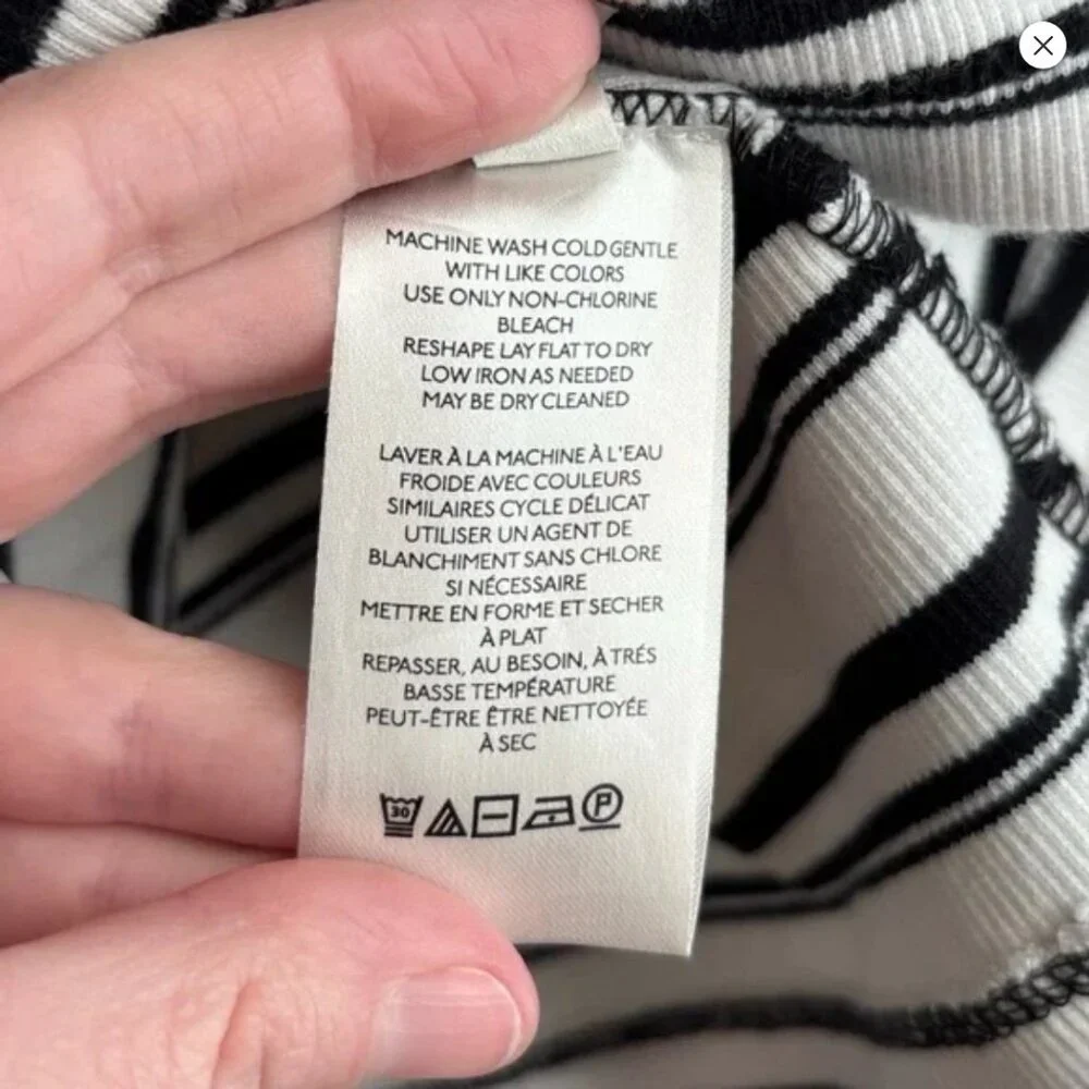 Maeve Anthropologie mock neck ribbed striped short sleeve top Small S - Picture 4 of 6